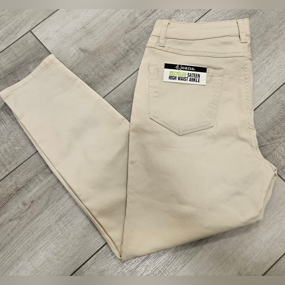 d.jeans RECYCLED SATEEN HIGH WAIST ANKLE 100% COTTON PANTS JEANS SIZE 10